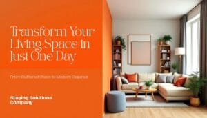 Before and after virtual staging of a real estate room using AI tool