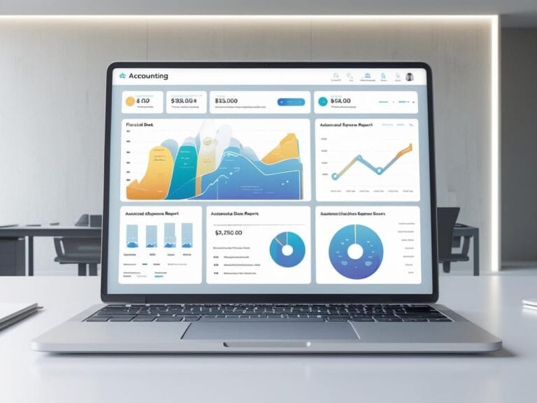 Feature image showing accounting AI tools dashboard for automating finances