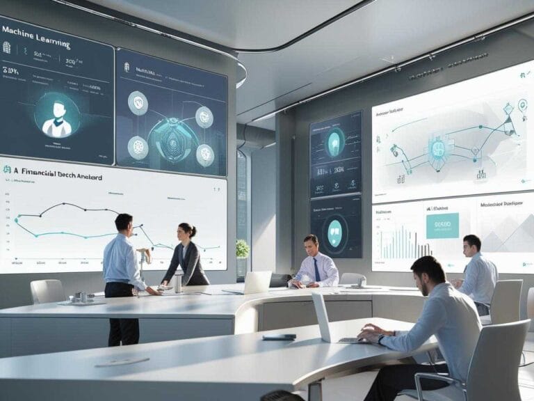 Feature Image: Artificial Intelligence in Asset Management PDF – professionals analyzing AI dashboards and financial data.