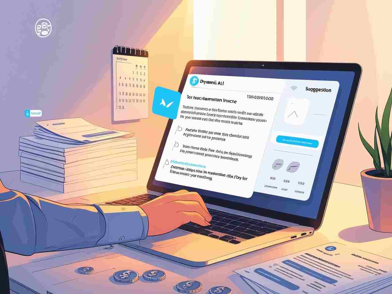 Laptop screen displaying AI-generated personalized invoice follow-up email with automated payment reminder features.  Artificial Intelligence in Accounts Receivable